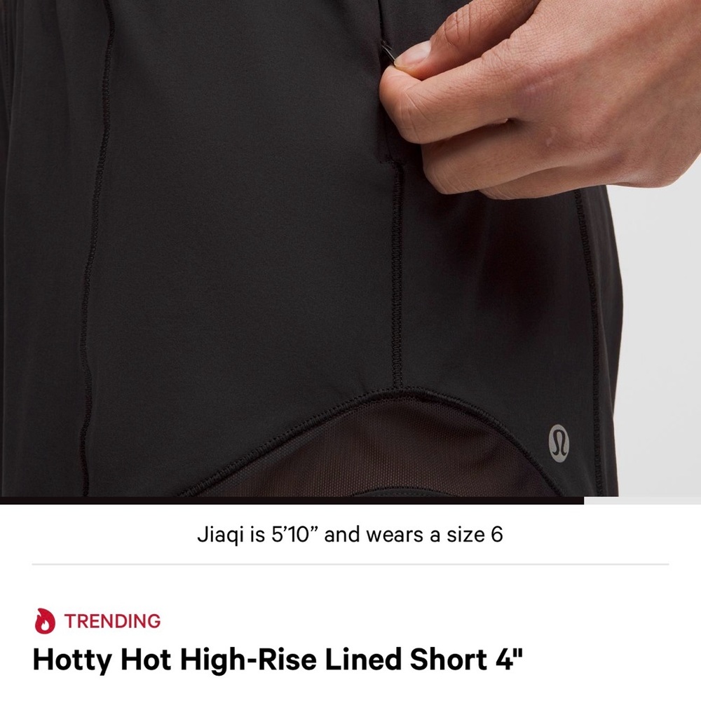 lululemon athletica Hotty Hot High-Rise Lined Short 4" Black